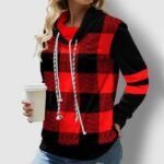 Special Plaid Print Drawstring Neck Top - Image 2