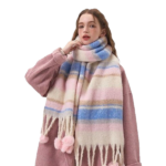 Striped Pom Scarf