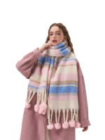 Striped Pom Scarf