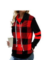 Special Plaid Print Drawstring Neck Top