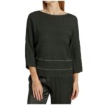 Textured Stripe Briilant Trim Knit Sweater - Image 2