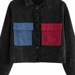Cropped Button Front Jacket With Dual Flap Pockets And Collar